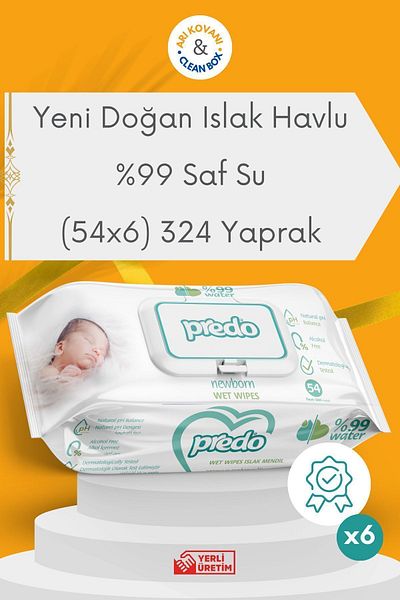 PREDO Newborn 99% Pure Water Wet Towels 6 Packs 324 Sheets
