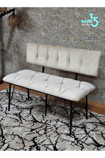Yirmi15 Metal Ayaklı Metal Alt Kasalı Lux Model Modern 2024 Sırtlı Bench Bank...