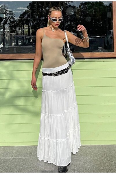 Markleydi Női fehér rakott hosszú szoknya