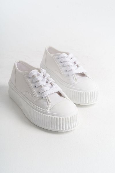 SEEM & BE Roma Women's White Sneakers - Casual Fabric Shoes