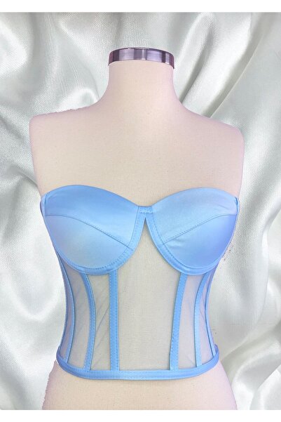 FİYPER Крижано-блакитний прозорий корсет-бюстьє - готовий розмір