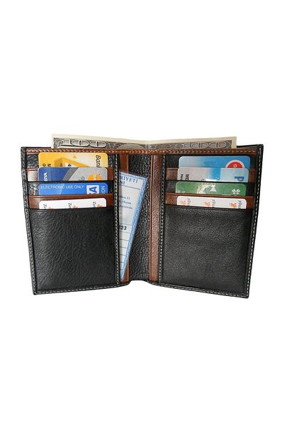 Zenga Original Leather Men's Wallet Thin 708-52 Black Tan Garni