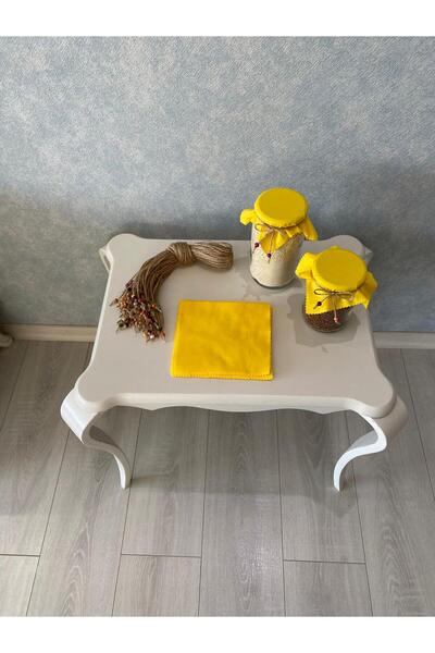 AdaEsintisi 25 Adet Düz Renk Sarı Kavanoz Kapağı Kumaşı (Örtüsü) ve Bağlama İpi