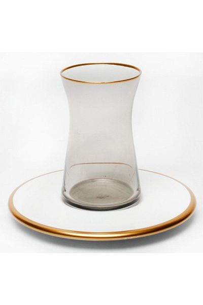 LEONARTE CASA 6-Person Bohemia Smoked Gold Tea Set with Crystal Cup -q6