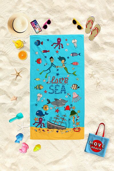 MoveBeach Prosop de plajă pentru copii cu model, prosop de baie