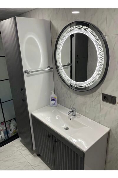 ZENİT YAPI 80*80 Antrst Lake Boya Sensörlü Ayna Ledli Duvar Aynası Led Işıklı...