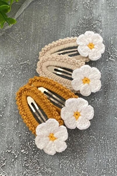 zanaatçı anne Set de 4 catarame colorate tip margaretă pentru fetițe - tricot...