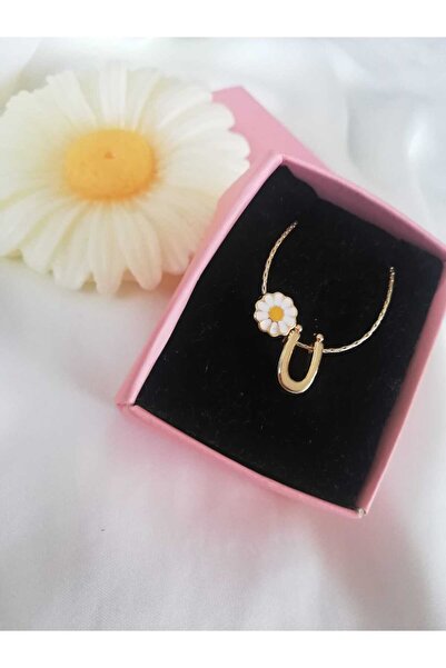 Judas Takı Gold Mini U Letter Women's Necklace - Initial Design