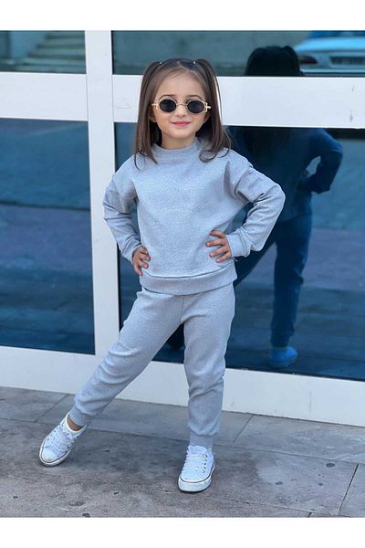 renkli diyar Long Sleeve Sweat and Trousers Set for Girl - Set of 2 Nursery Kindergarten Primary School