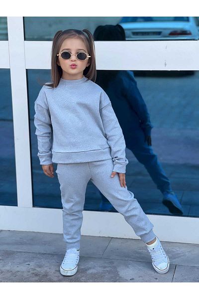 renkli diyar Long Sleeve Sweat and Trousers Set for Girl - Set of 2 Nursery Kindergarten Primary School