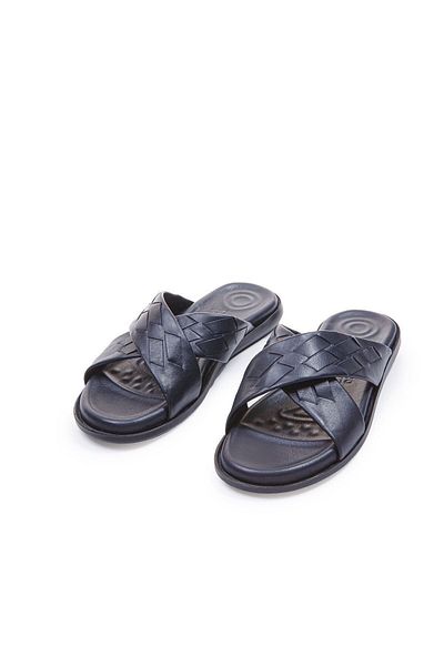 Vantaggio Ανδρικές δερμάτινες παντόφλες Pulse Navy Blue