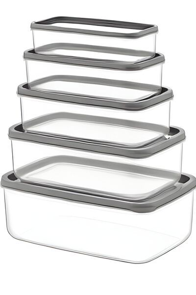 NY HOME Anthracite Set of 10 Ebox Rectangular Food and Food Storage Container