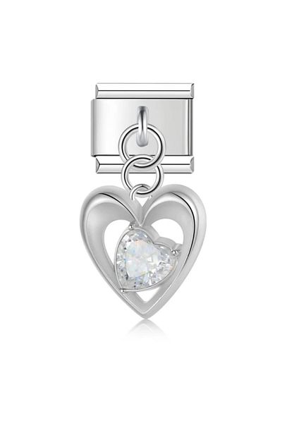 ITALIAN 9mm Italian Charm - Romantic Heart Pattern Dangle