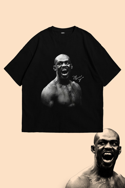 Grove Fashion Tricou unisex oversize cu imprimeu zâmbet Jon Jones