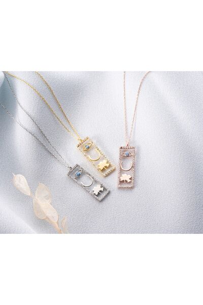 Silvano Jewelry 925 Ayar Gold Plaka Şans Gümüş Kolye