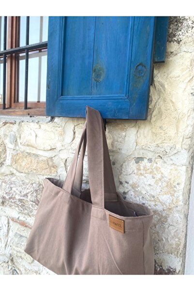 LUNAFEL Τσάντα χειρός και τσάντα ώμου σε καφέ σοκολάτα - μεγάλο μέγεθος