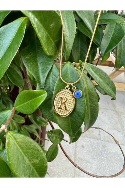 ALEYKA Stylish K Letter Necklace with Stainless Steel Evil Bead