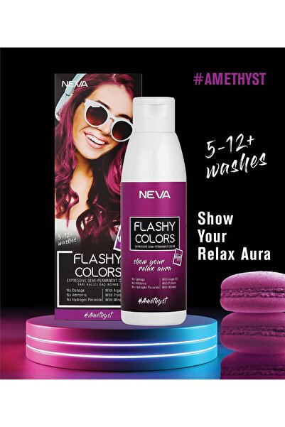 Neva Flashy Colors AMETİST MOR Direkt Uygulanan Yarı Kalıcı Saç Boyası 100ml (vegan)
