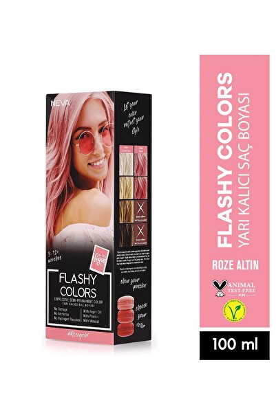 Neva Flashy Colors Roze Altın Direkt Uygulanan Yarı Kalıcı Saç Boyası 100ml (...