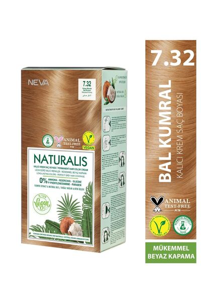 NEVA NATURALIS 7.32 Bal Kumral Kalıcı Krem Saç Boyası Seti Vegan