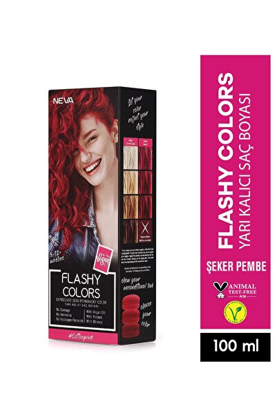 Neva Flashy Colors ŞEKER PEMBE Direkt Uygulanan Yarı Kalıcı Saç Boyası 100ml ...