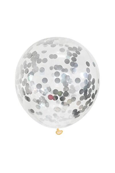 ikm balon Şeffaf Balon Içi Yuvarlak Şeklinde Pul Gümüş Renkli Balon Konfetisi