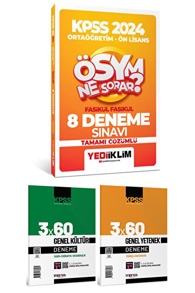 Yediiklim Yayınları 2024 KPSS ÖSYM Ne Sorar Ortaöğretim-Önlisans  Fasikül Tam...