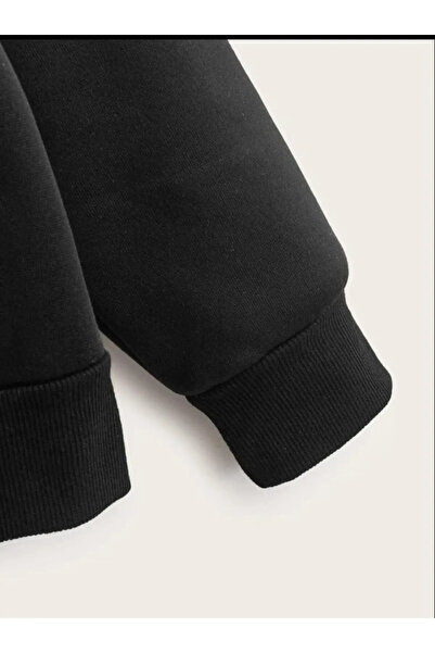 ROYAL FASHİON Oversize Bisiklet Yaka Siyah LOS ANGELES Baskılı Sweatshirt