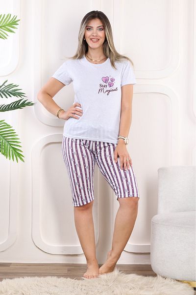 ASMATEKSTİL Heart Capri Pajama Set - Women