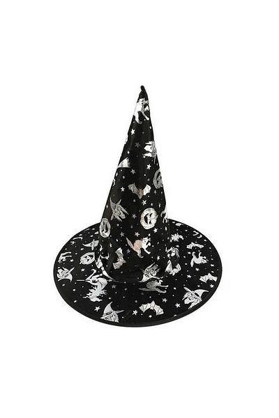 DÜVENCİ TİCARET Silver Patterned Halloween Witch Hat