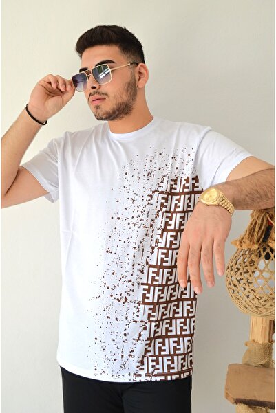 Mind Clothes Erkek Beyaz T-shirt %100 Pamuk Nefes Alan Baskılı Bisiklet Yaka ...