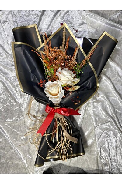 Yapay Buket Özel Yılbaşı Yapay Beyaz Gül Buketi 2adet Beyaz Güllerden Yapılmı...