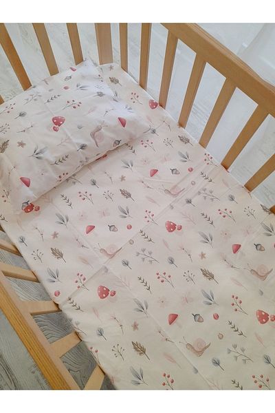 HEYBELİ ORGANİK 100% Cotton Fabric Baby/Child Elastic Sheet Set // Pillow Case Elastic Sheet Pompom Pique
