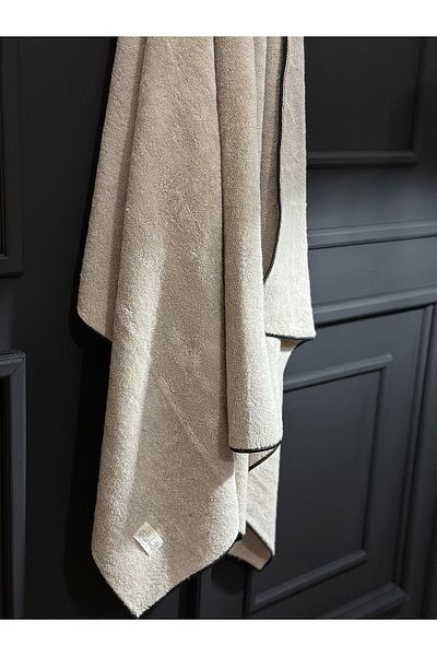 Stella Belli Beige Color 100% Cotton 3-Piece Bath Towel Set, Special Treated Edge Black for Hotel and Beach