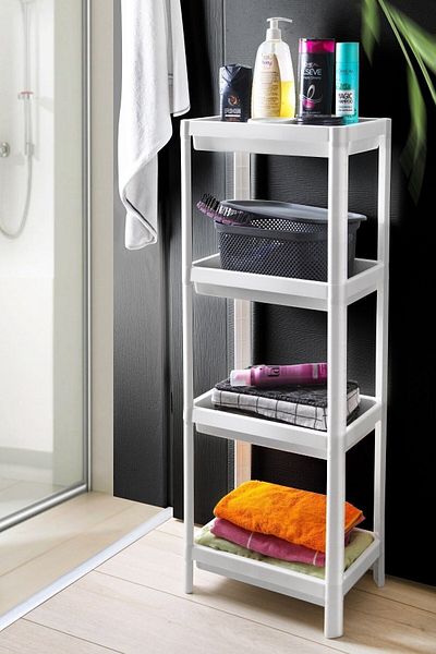 Carpekitchen وحدة رف حمام المطبخ المكونة من 4 طبقات، منظم حمام المطبخ، حامل الشامبو، خزانة المناشف