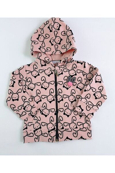 Divonette Rabbit Embossed Pink Baby Girl Cardigan