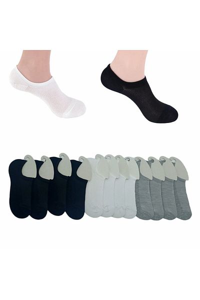 WORTHY SOCKS 12 пакета мъжки памучни изпрани черно-бяло-сиви маратонки Невидими чорапи