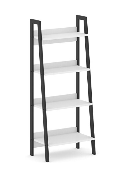 HNC HOME HNCHOME 4 Katlı Metal İskeletli Kitaplık Aksesuar Rafı ve Merdiven Raf, Modern Kitaplık