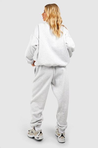 Mythologie Dsgn Studio Tracksuit Set - Gray Printed Suit Jogger Sweatshirt Rubber Leg Crew Neck