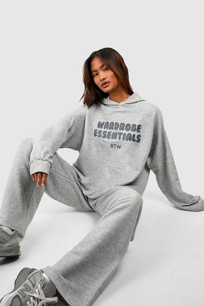 Mythologie Rtw WardrobE EssEntials Tracksuit SEt - Gray PrintEd Jogger Sweatshirt, HoodEd, WidE LEg