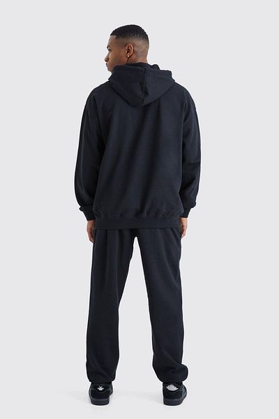 Mythologie Homme Worldwide Tracksuit Set - Black Printed Suit Jogger Sweatshirt Rubber Leg Hooded