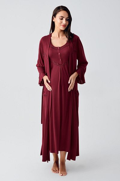 Artış Flexible Viscous Short Sleeve Maternity Dressing Gown and Nightgown Set