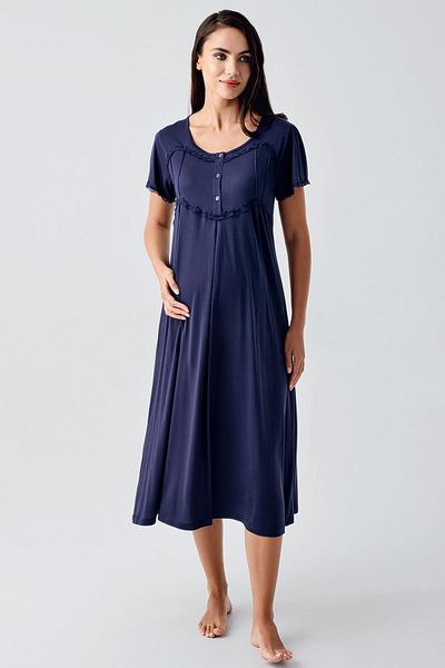 Artış Flexible Viscous Short Sleeve Maternity Dressing Gown and Nightgown Set
