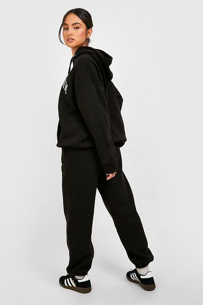 Mythologie Track Team Tracksuit Set - Black Printed Suit Jogger Sweatshirt with Rubber Leg Hoodie