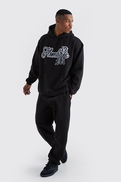 Mythologie 13 Tracksuit SEt - Black PrintEd, Jogger Sweatshirt, WidE LEg HoodiE