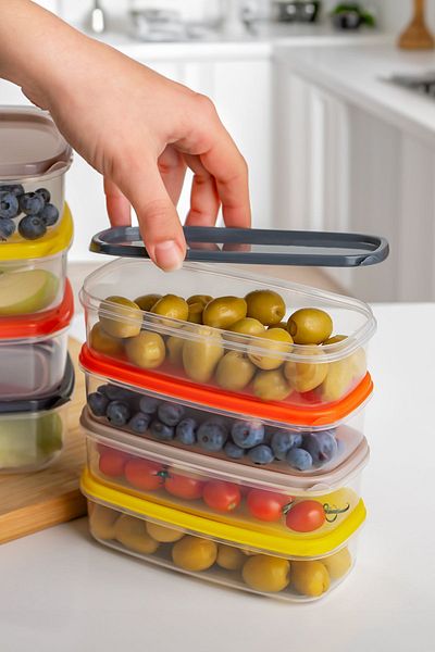 Porsima 1001 12-Piece Rectangular Plastic Storage Container - Multi-Purpose Food Food Food Storage Container Set