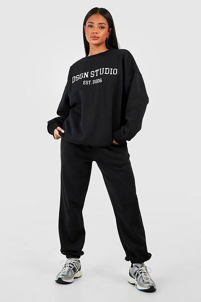 Mythologie Dsgn Studio 2006 Black JoggEr SwEatshirt and SwEatPants SEt - CrEw NEck, RubbEr LEg