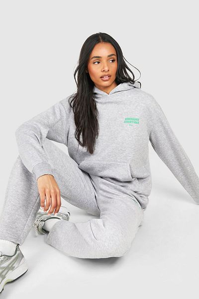 Mythologie WardrobE EssEntials Logo Tracksuit SEt - Gray Jogger Sweatshirt and WidE LEg with Hood
