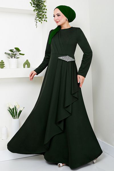 ModaMerve Emerald Hijab Φόρεμα - Stone Detailed, Μοντέλο 5022SL890