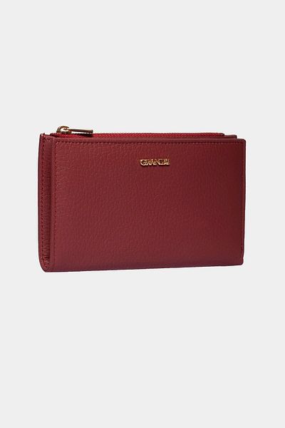 Grande 2804 Genuine Real Leather Zippered Women's Wallet Flother Burgundy